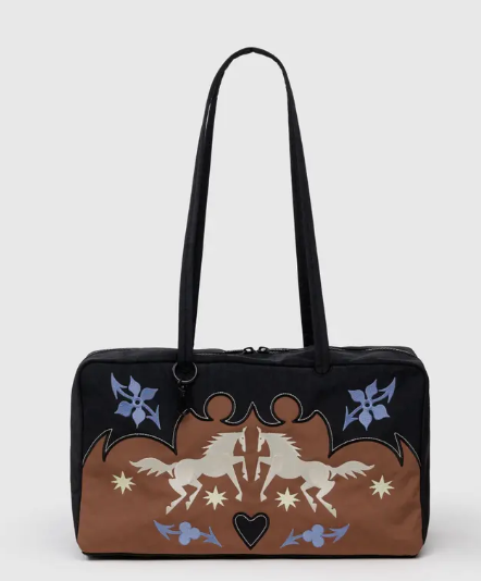 Medium Nylon Bowler Bag Western Appliqué