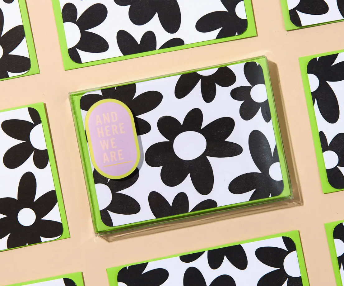 Oversized Daisies - Black- Letterpress Notecard Set