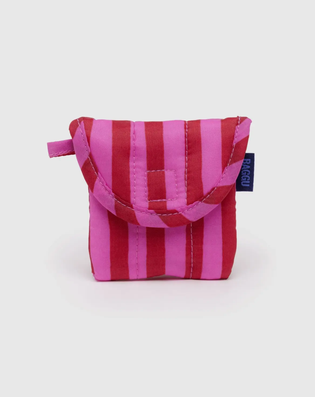Puffy Earbuds Case - Pink & Red Painted Stripe