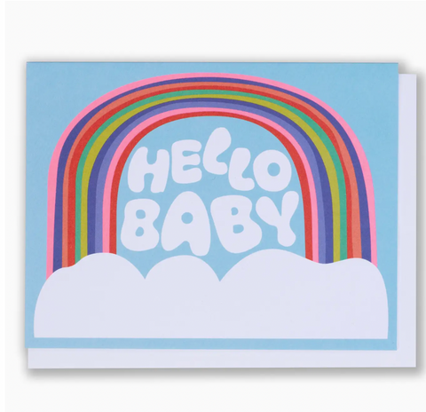Hello Baby Rainbow and Clouds Card