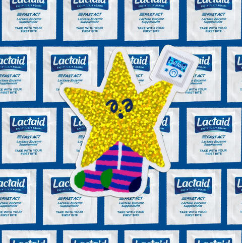 I Need Lactaid! Cute Star Glitter Sticker