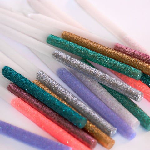 Multicolor Dipped Glitter Candles