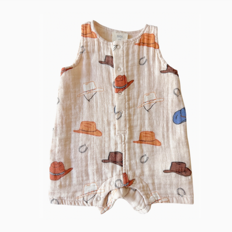Western / Muslin Shortie Romper 0-3M