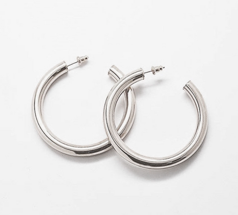 Medium Silver Hoop Earrings