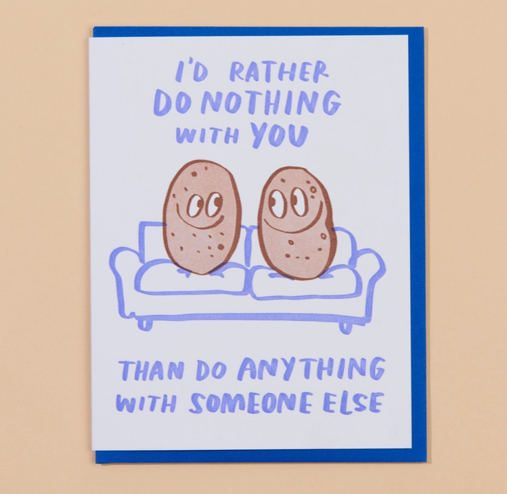 Couch Potatoes Love Letterpress Greeting Card - Stay Forever