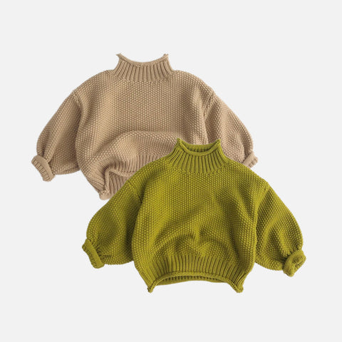 Kids Waffle Knit Turtleneck Sweater