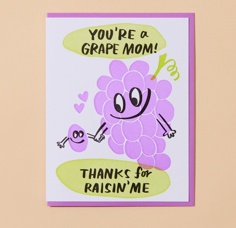 Grape Mom Letterpress Greeting Card - Mother's Day