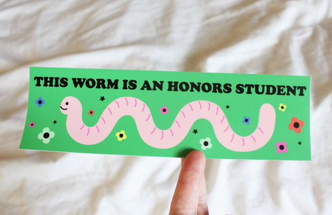 Honors Student Worm Bumper Sticker