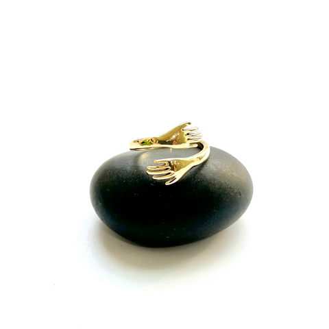 Brass Hugging Hands Ring