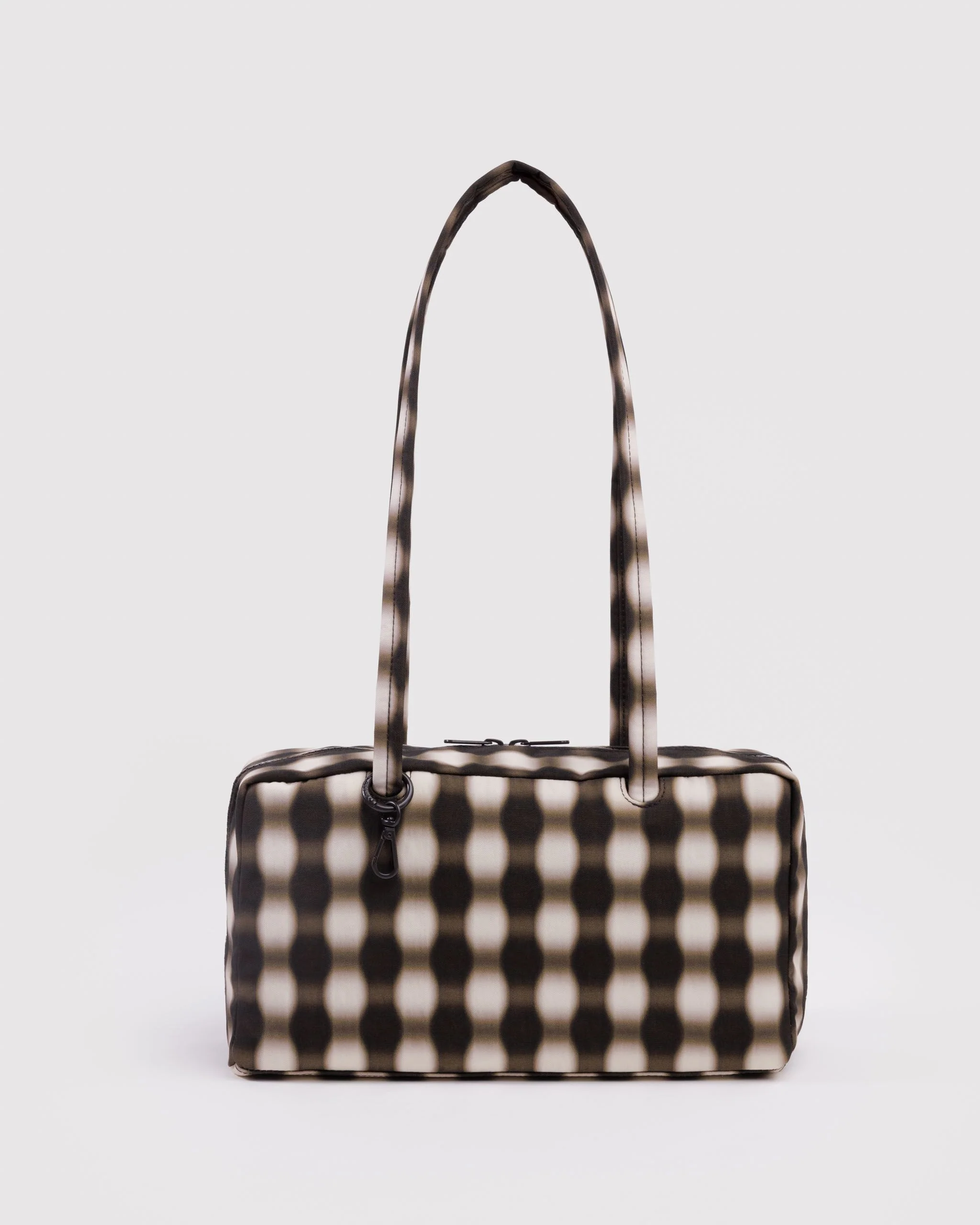 Nylon Bowler Bag - Blurred Gingham Brown - Stay Forever