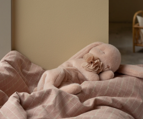 Sleeping bunny plush, Small - Powder
