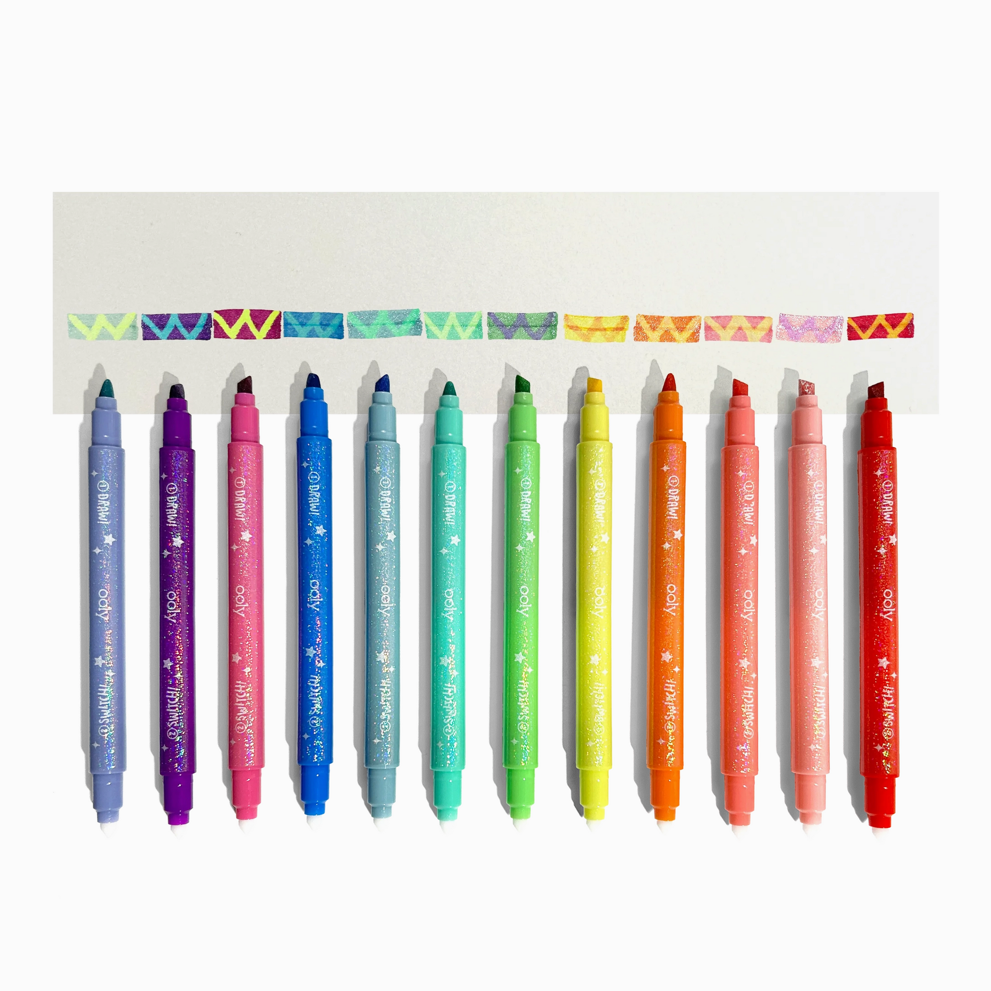 Switch-Eroo Sparkle Glittery Color Changing Markers- 12 Pc - Stay Forever