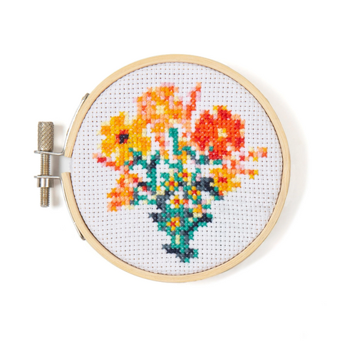 Flowers Mini Cross Stitch Embroidery Kit