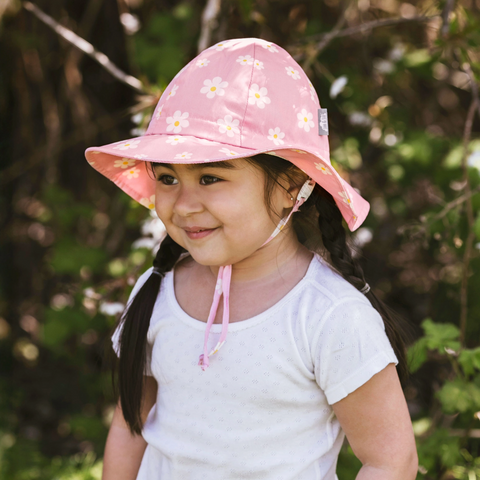 Pink Daisy | Cotton Floppy Sun Hat (Small)