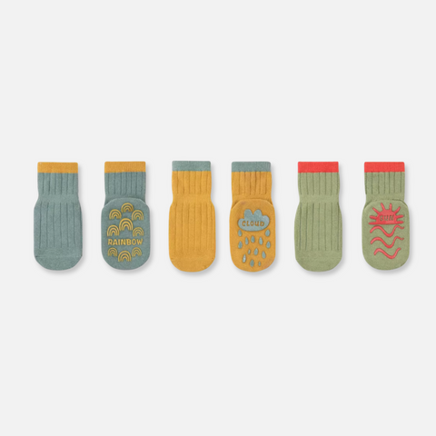 Infant Colorblock Non-Slip Socks (Set of 3)