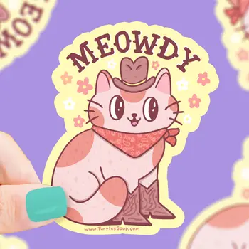 Meowdy Western Cowboy Cat Vinyl Sticker