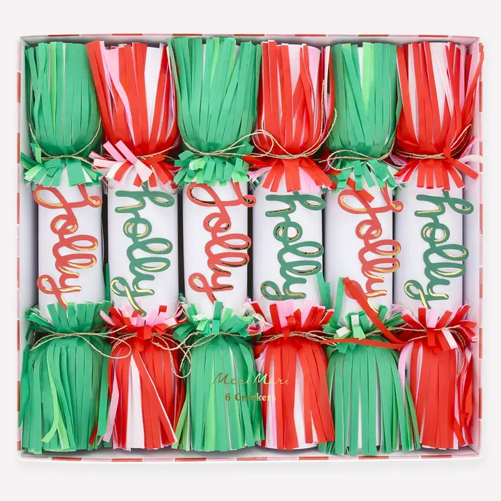 Jolly Holly Fringe Crackers (set of 6)