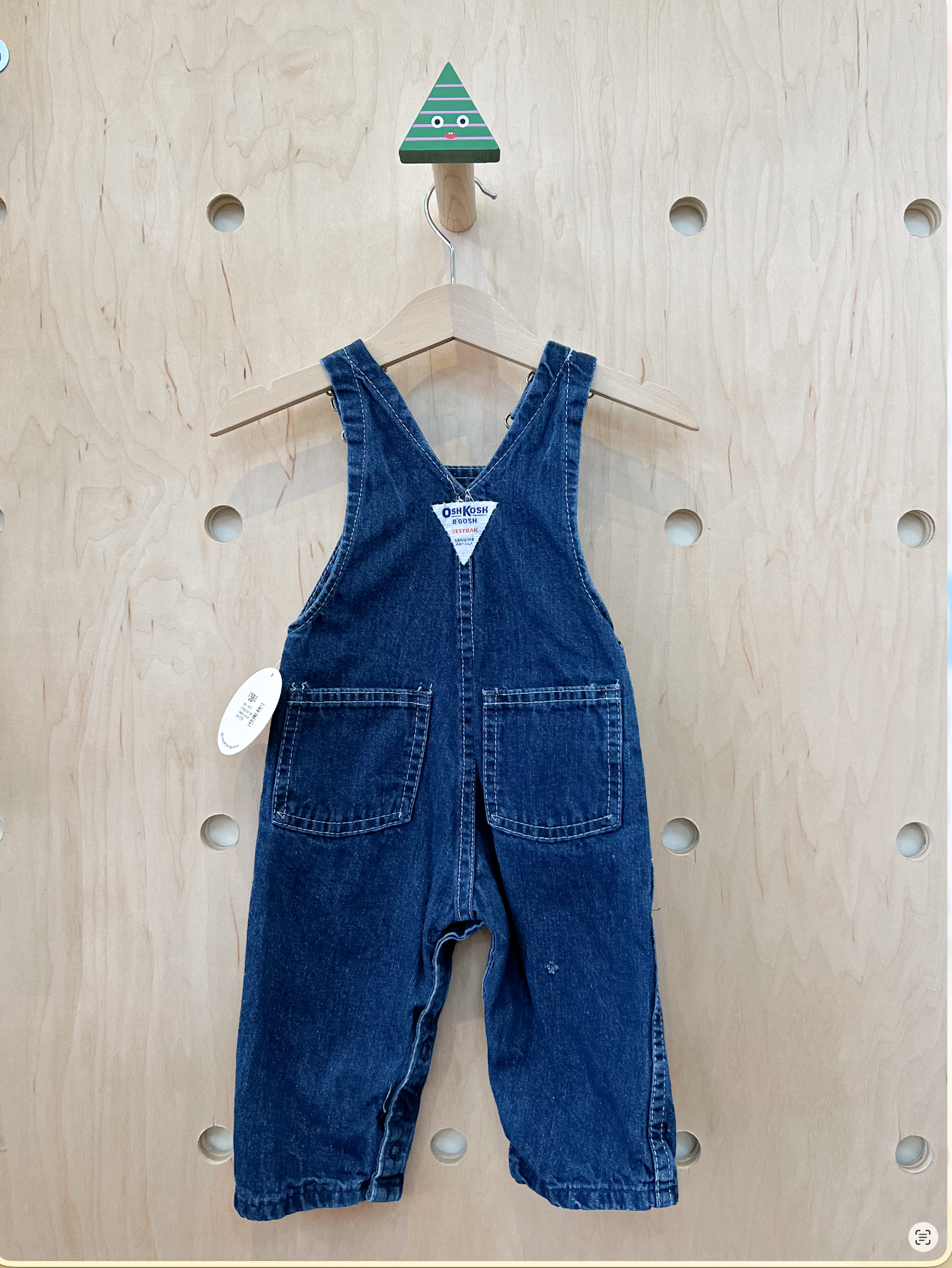 (pre-worn) vintage osh kosh classic overalls dark 6/9M