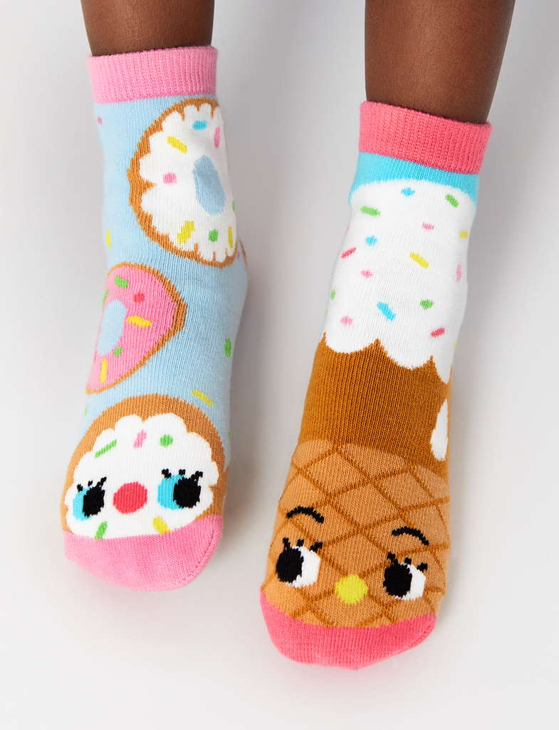 Donut & Ice Cream Mismatched Non-Slip Kids Socks - Small