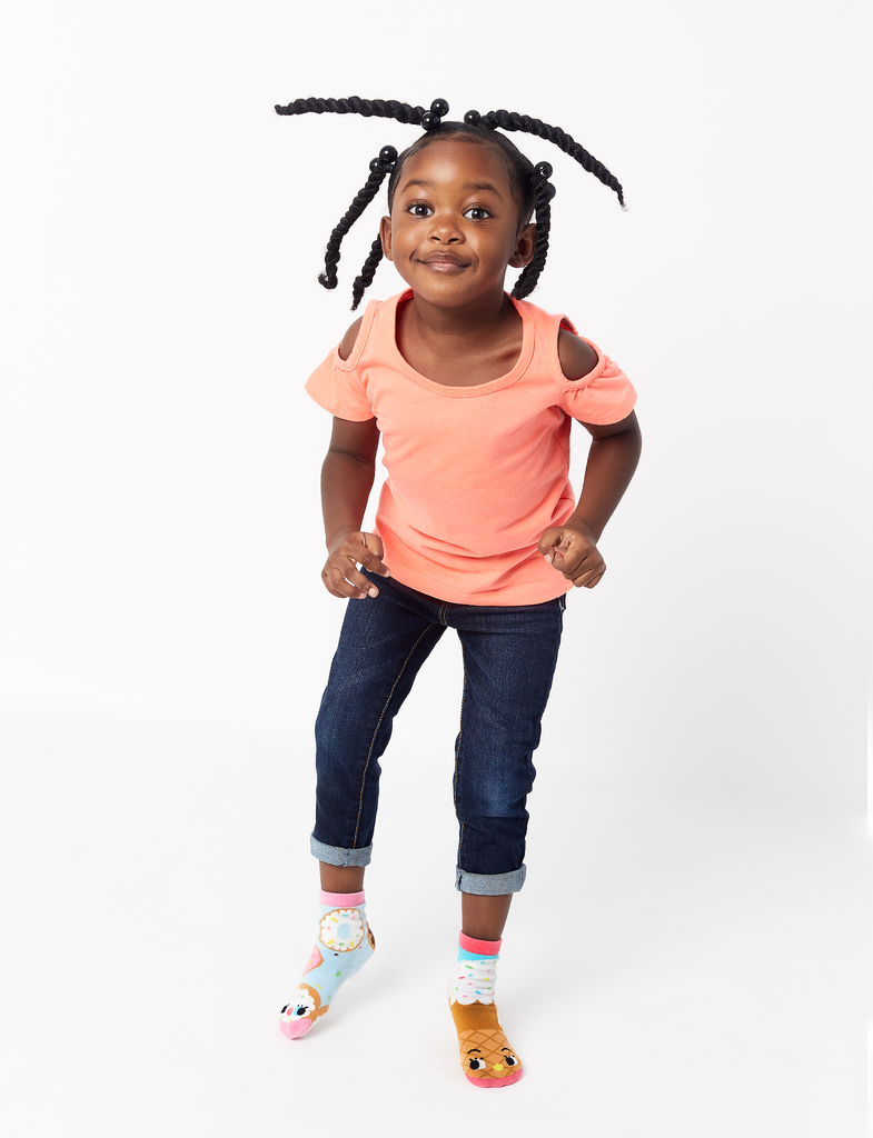 Donut & Ice Cream Mismatched Non-Slip Kids Socks - Small
