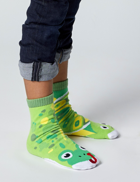 Frog & Turtle Mismatched Non-Slip Kids Socks - Small