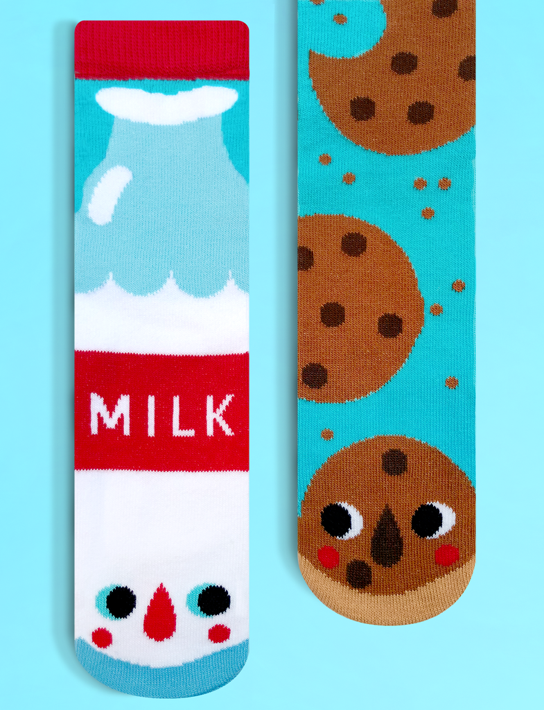 Milk & Cookies Non-Slip Mismatched Socks - Small