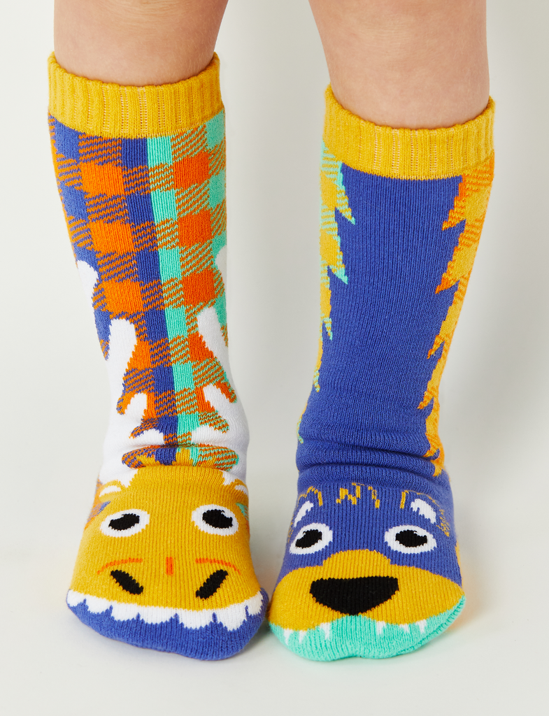Moose & Bear Mismatched Non-Slip Kids Socks - Small