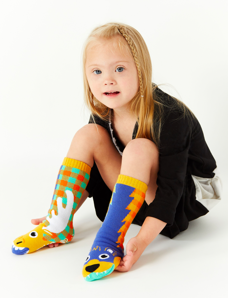 Moose & Bear Mismatched Non-Slip Kids Socks - Small
