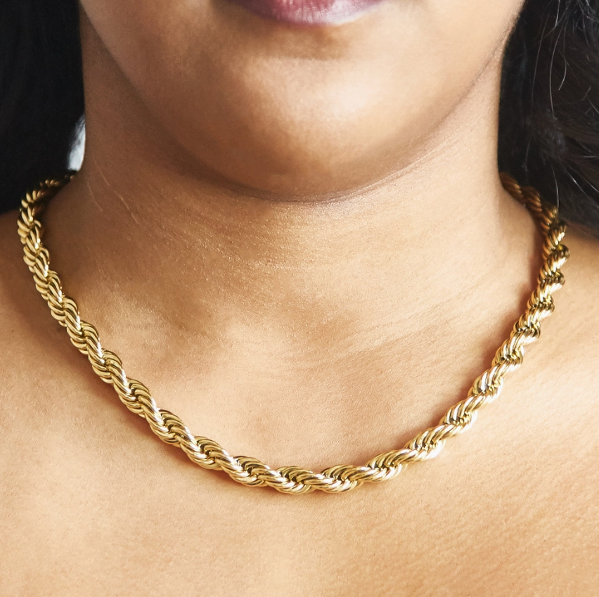 Gold Chunky Rope Chain Necklace