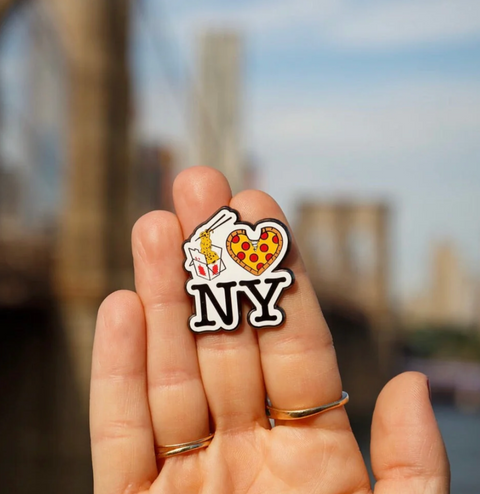 Lo Mein Pizza New York Enamel Pin