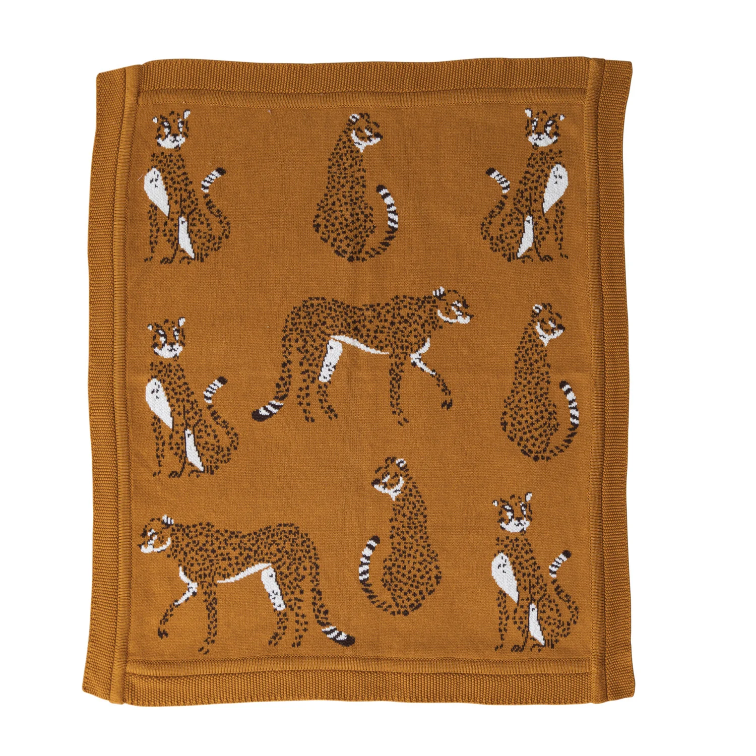 Cotton Knit Baby Blanket w/ Cheetahs