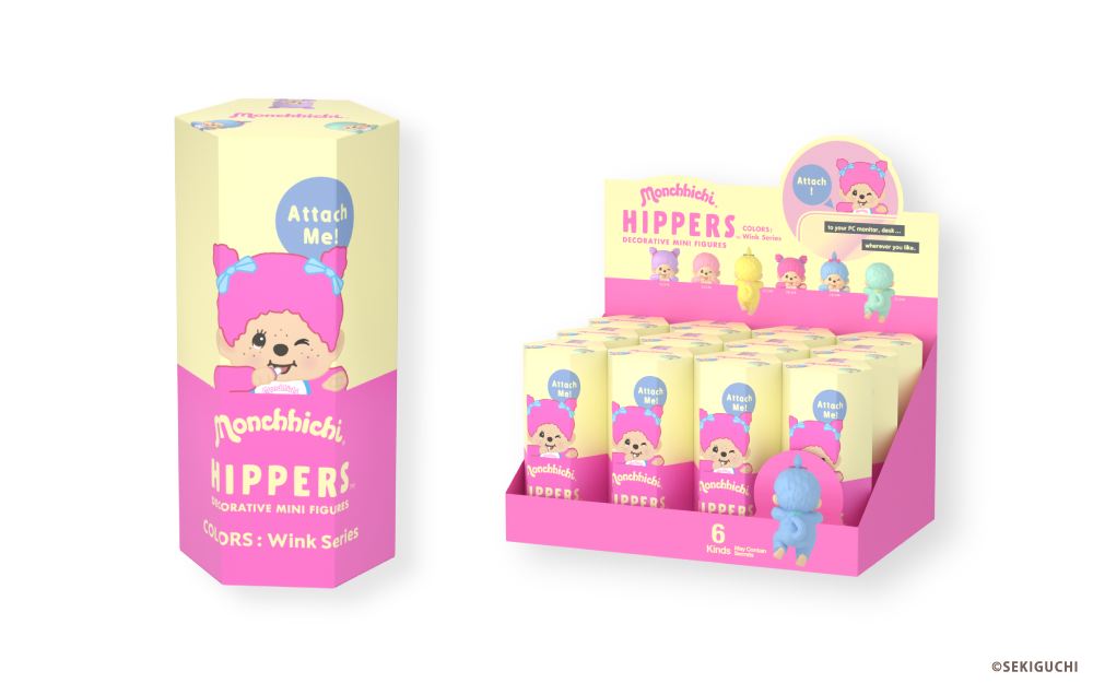 Monchhichi HIPPERS Decorative Mini Figures Colors Wink Series packaging and display box