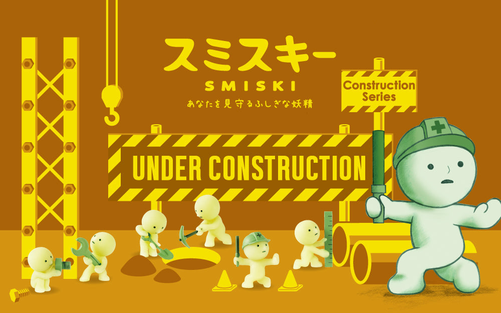 SMISKI Construction Series minifigures working at a yellow construction site scene