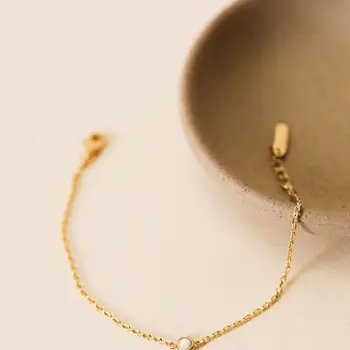 Solitaire White Opal Bracelet