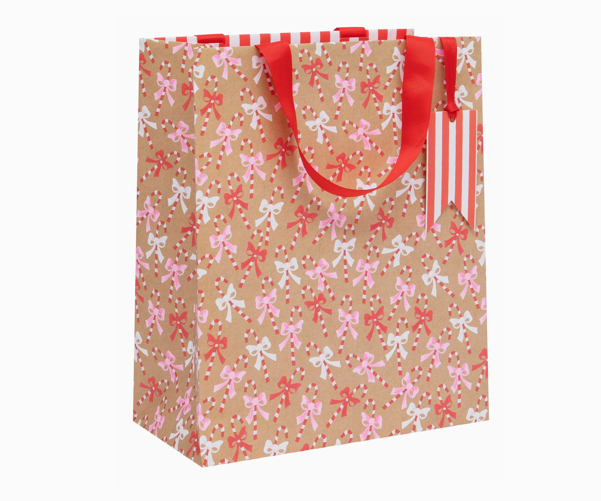 Candy Cane Kraft Gift Bag Large