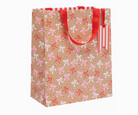 Candy Cane Kraft Gift Bag Large