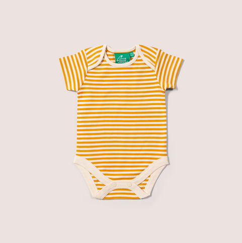 Sunshine Yellow Striped Organic Baby Bodysuit