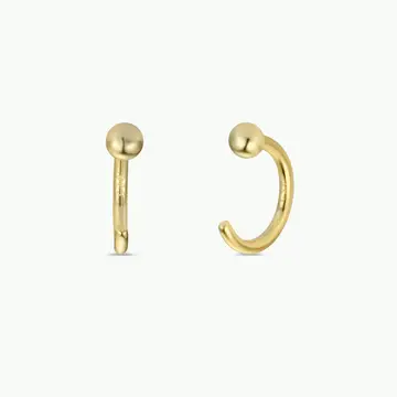 Gold Sphere Huggie Earrings