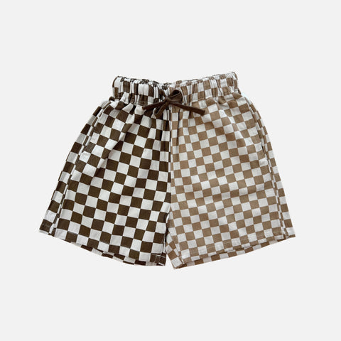 Two Tone Checkerboard Shorts Sand