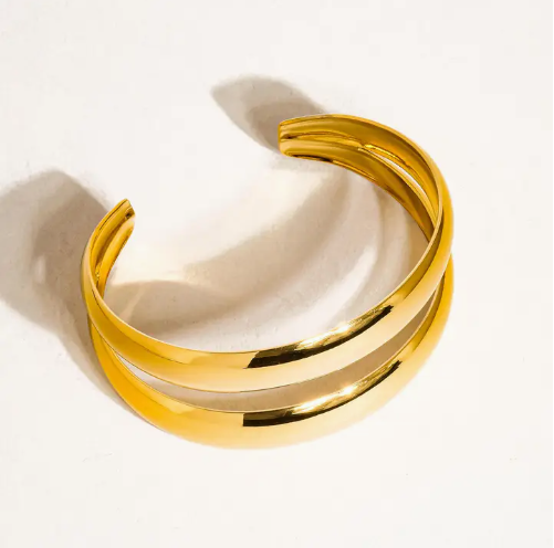 Ronan 18K Gold Non-Tarnish Round Bangle