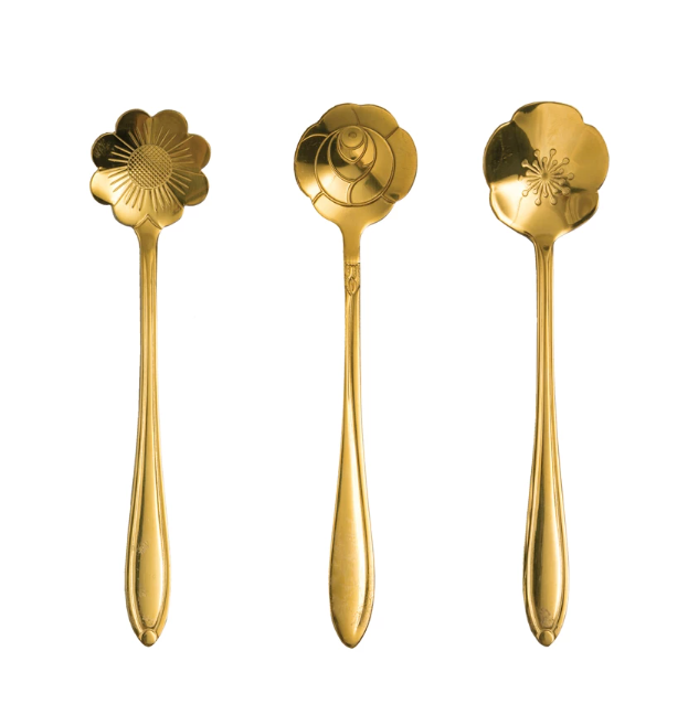 Stainless Steel Flower Shaped Spoons - Set of 3