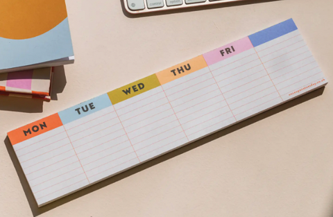 Keyboard Weekly Planner Pad | Colourful Grid