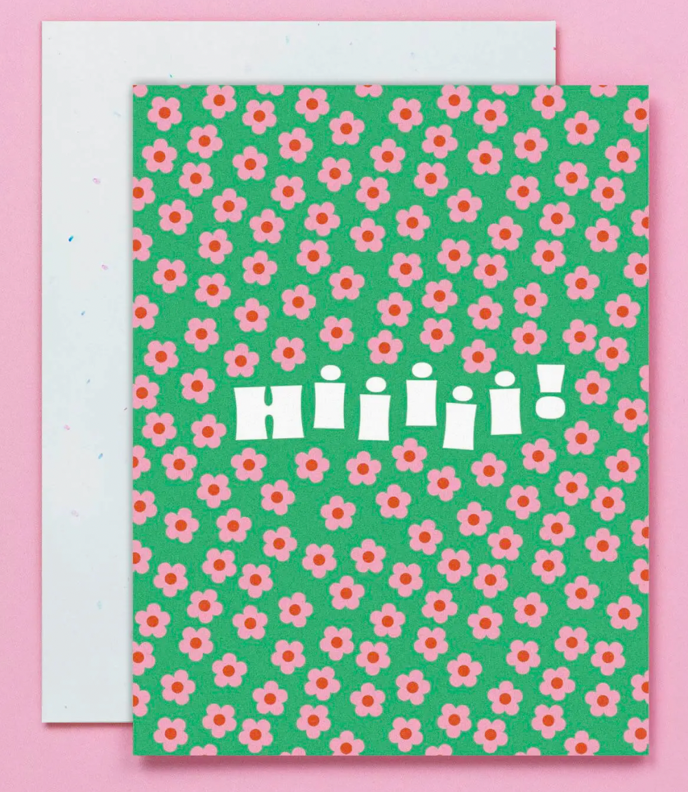 Hiiiii Blooms Retro Flower Pattern Card