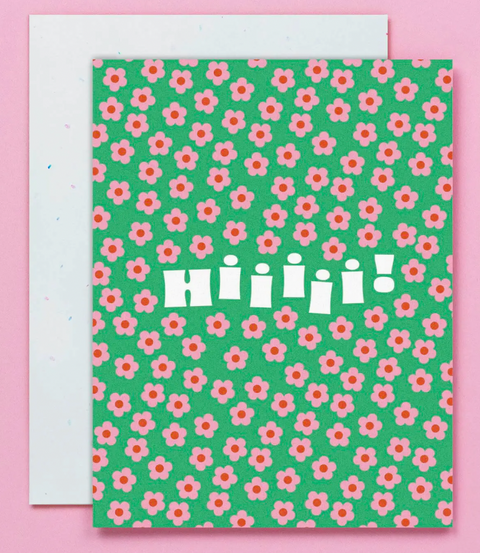 Hiiiii Blooms Retro Flower Pattern Card