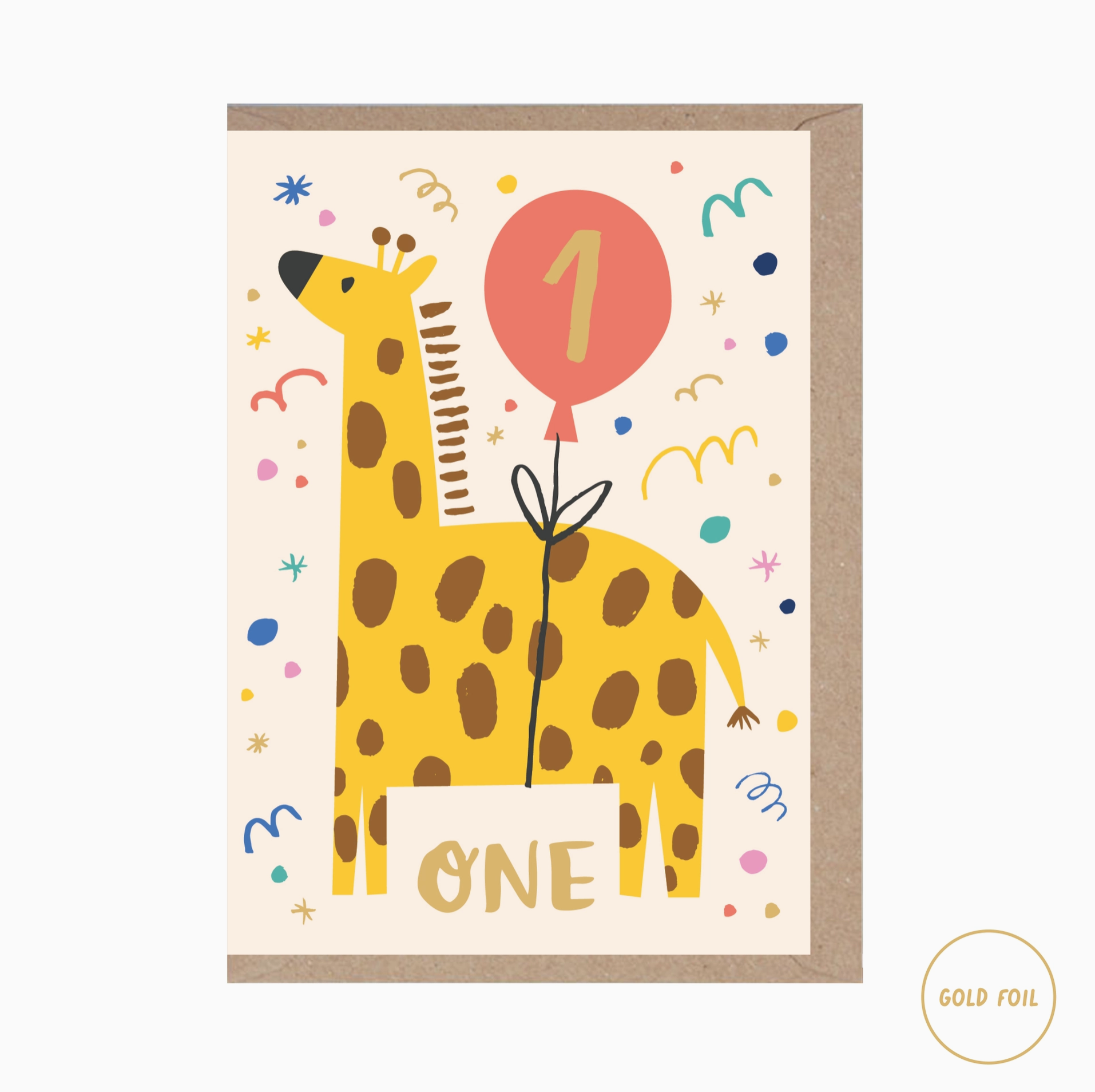 1 Year Old Giraffe Birthday Card