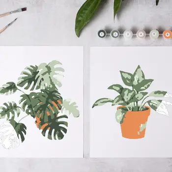 Tropical Plants Paint-By-Numbers Kit