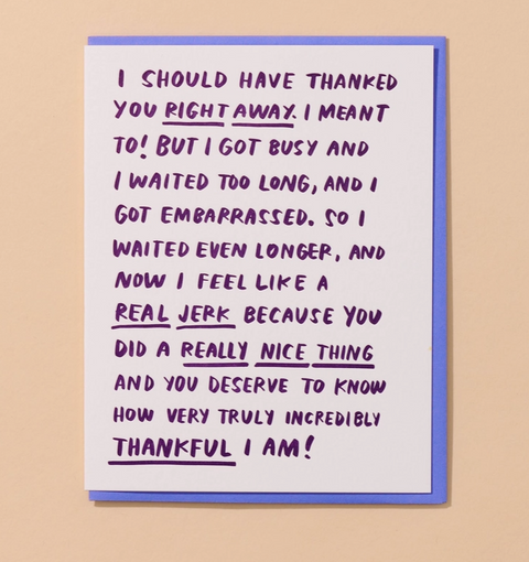 Belated Rambling Thank You - Letterpress Card