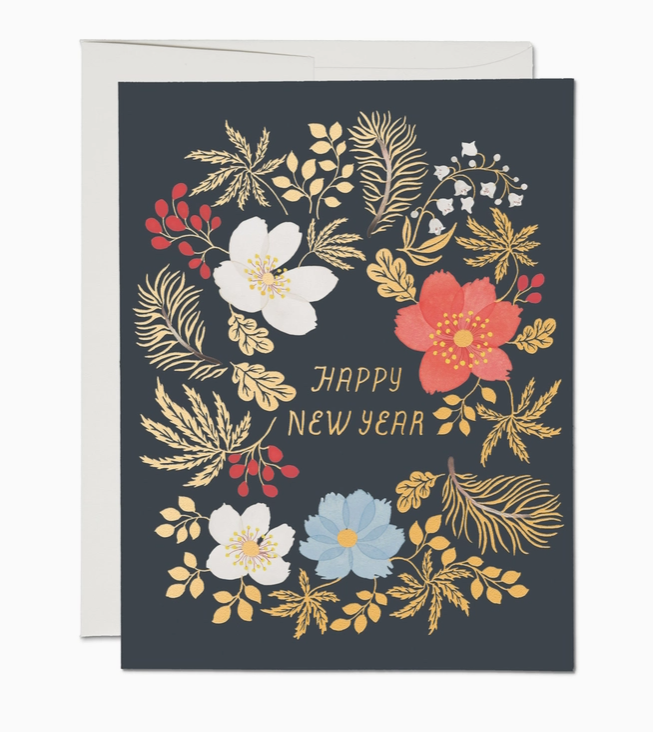New Year's Wreath Holiday Greeting Card