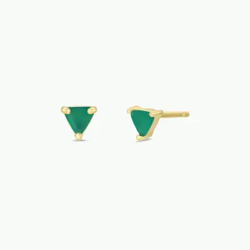 Mini Energy Gem - Green Onyx - Gold Earrings