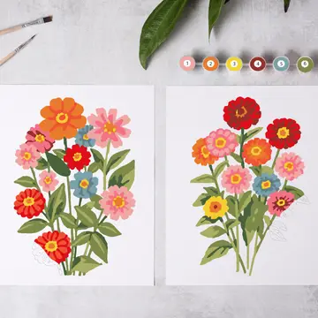 Zinnia Blooms Painr-By-Numbers Kit